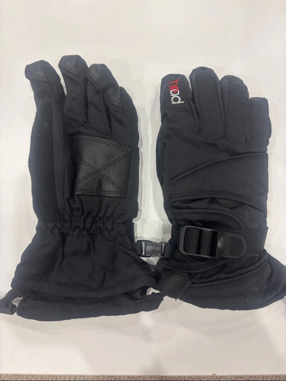 Head Black Kids Ski Mittens with Wrist Strap